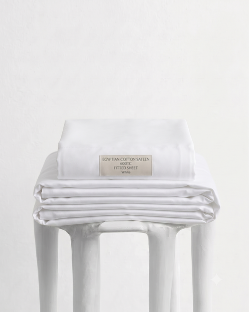 Egyptian Cotton Sateen fitted sheet 600TC - White