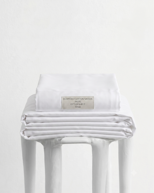Egyptian Cotton Sateen fitted sheet 340TC - White