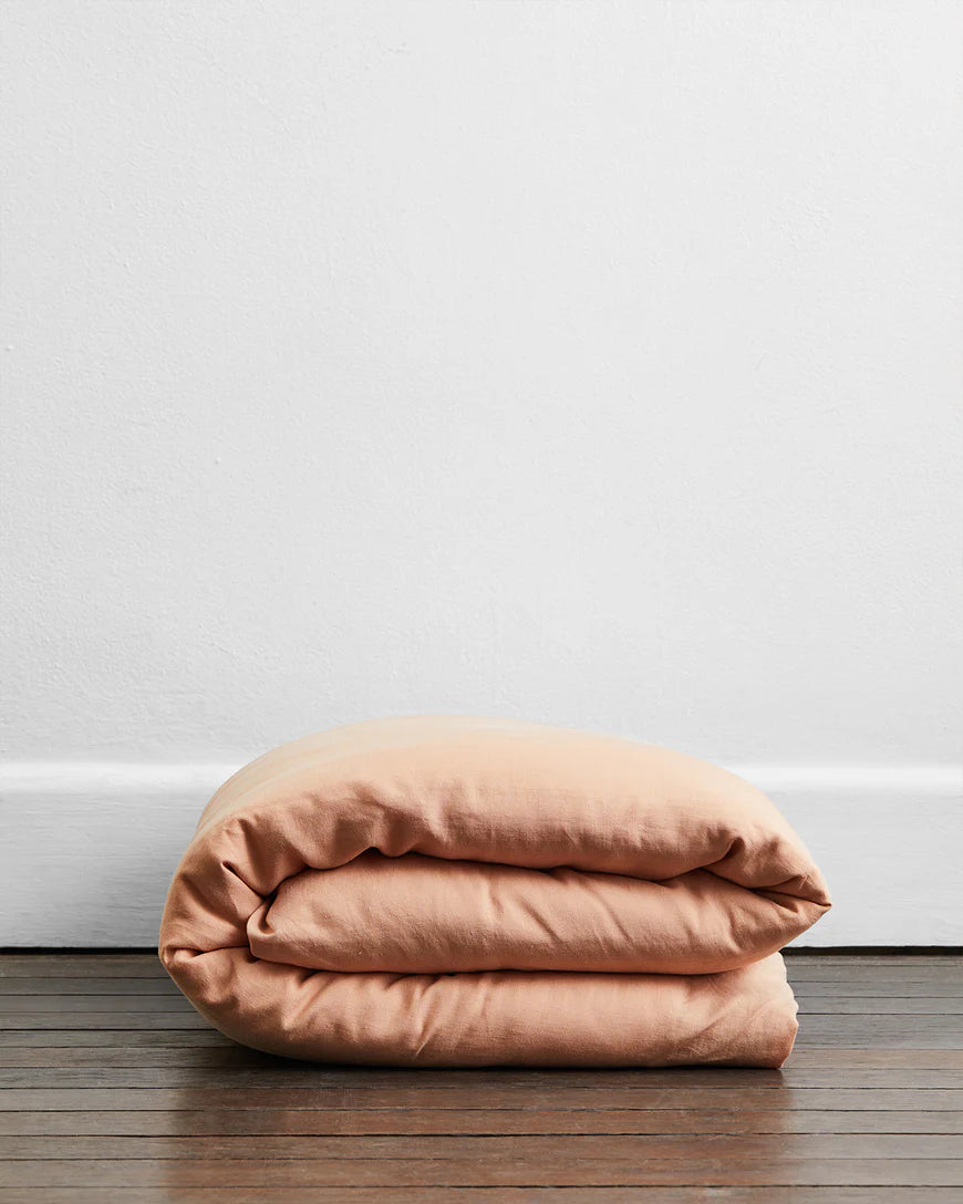 French Flax Linen Duvet Cover — Terracotta