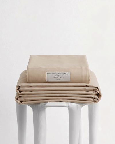 Egyptian Cotton Sateen fitted sheet 600TC - Nature
