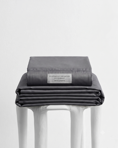 Egyptian Cotton Sateen fitted sheet 340TC - graphite