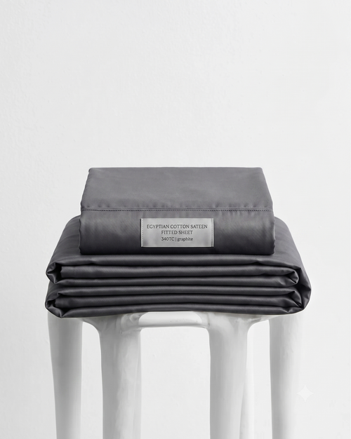 Egyptian Cotton Sateen fitted sheet 340TC - graphite