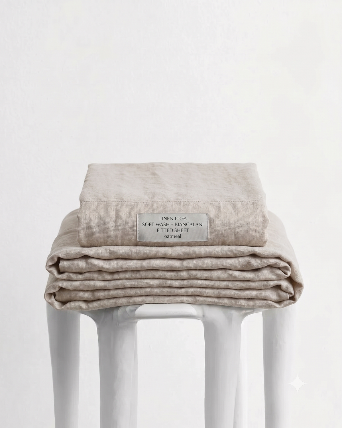 Linen 100% Soft Wash + Biancalani fitted sheet - Nature