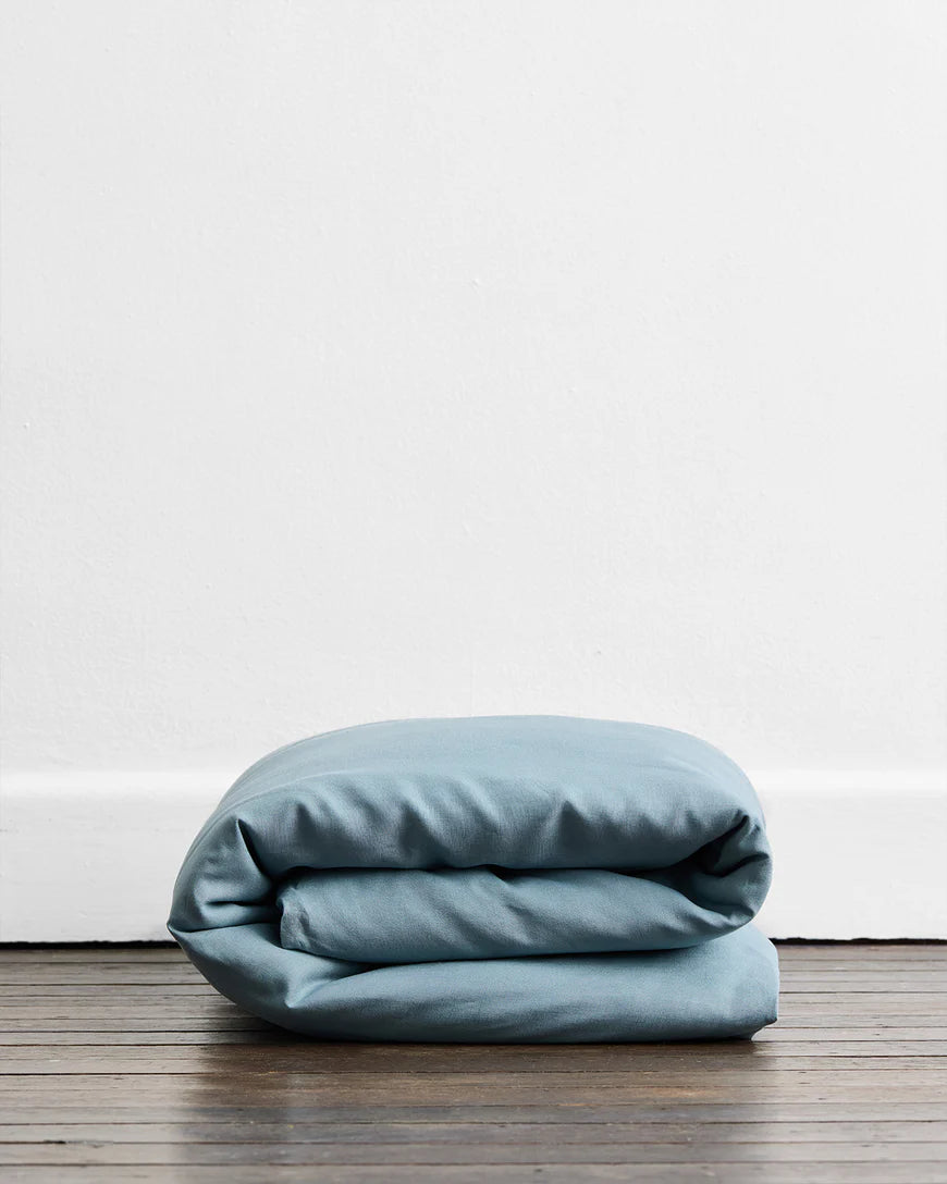 Organic Cotton Duvet Cover — Fog Blue